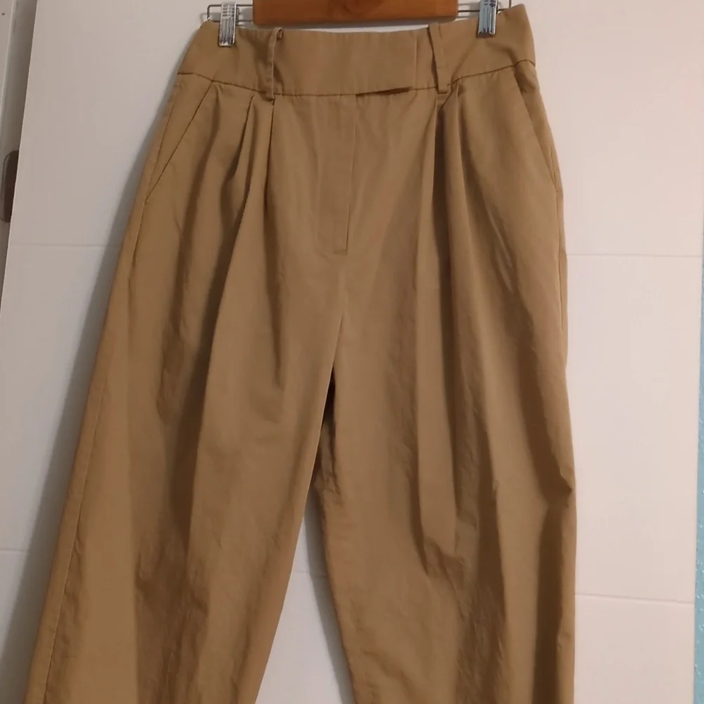 Anthropologie X Exquise Barell Leg Chino Tan High-Waisted Chic Trousers Sz M - Picture 7 of 12